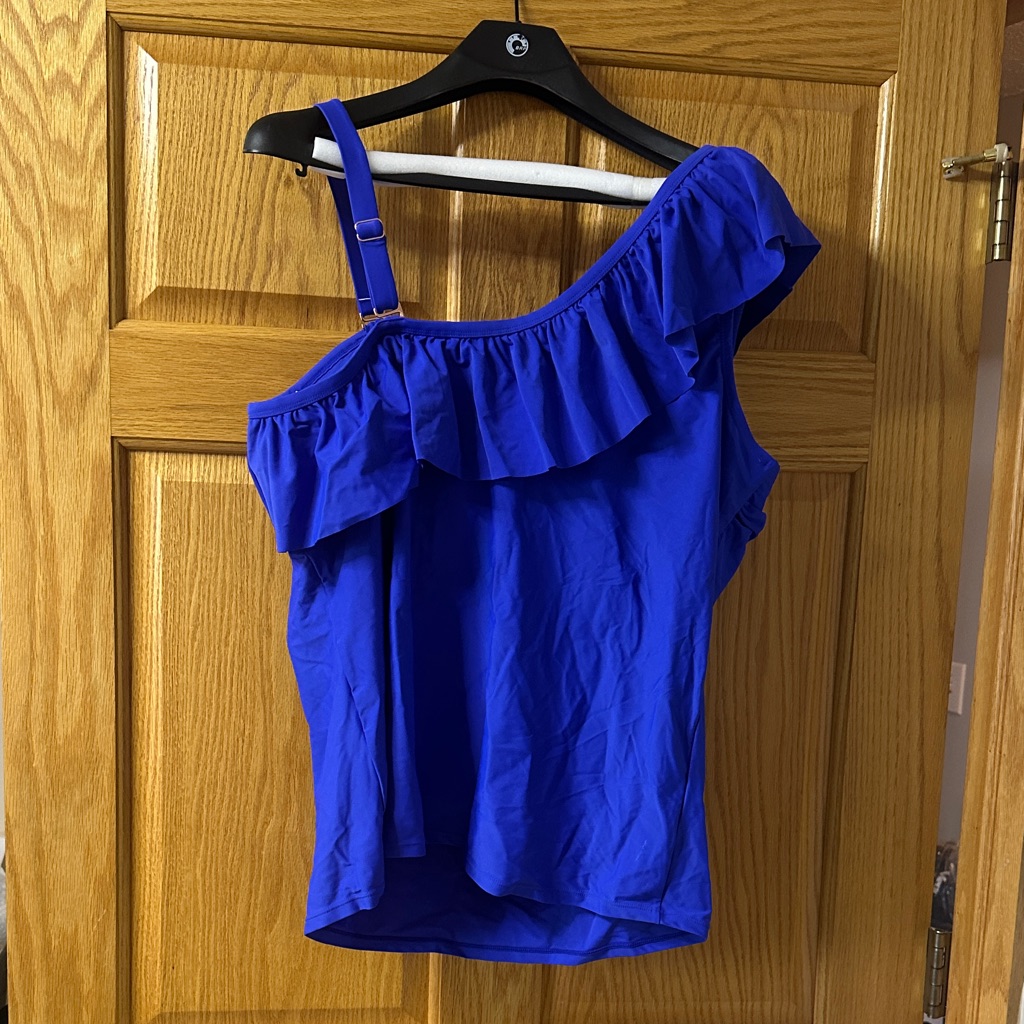 Raisins Vibrant Blue Ruffle One-Shoulder Blouse